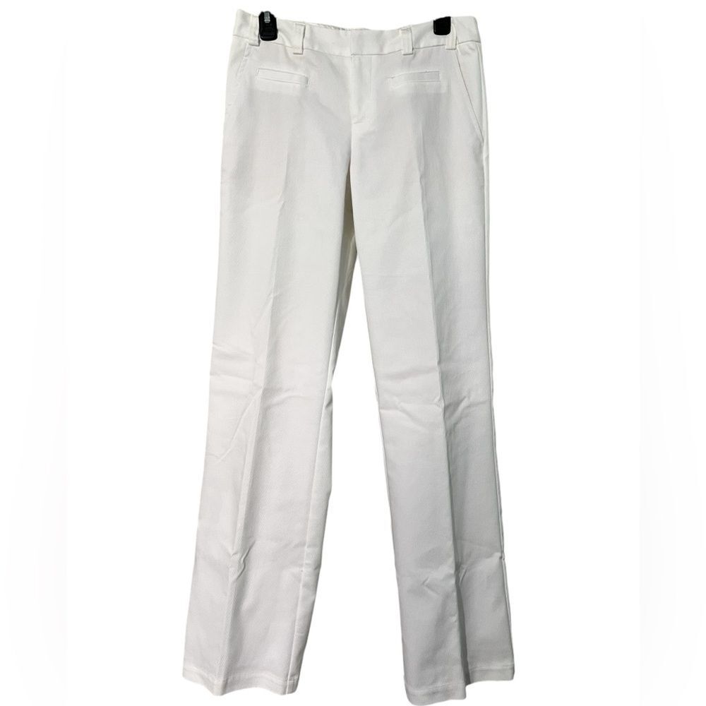Nanette Lepore white trouser dress pants straight wide leg size 4 made in USA
